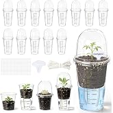 30 Pack 3.5" Self Watering Propagation Pots, Seed Starter Cups with Dome | Large Dual-Layer Clear Pots, Vent Dome, Self-Watering Reservoir, For Cuttings &amp; Seedlings, 30 Plant Labels Included