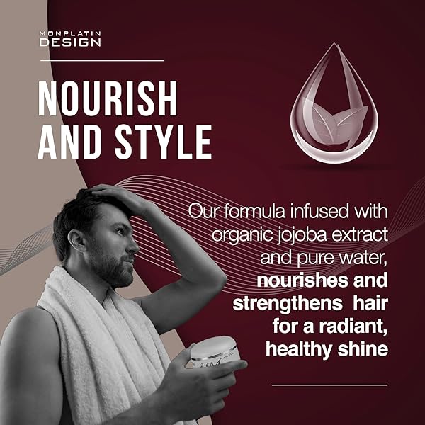 MON PLATIN PROFESSIONAL HAIR WAX – 150 ML MOISTURIZING GROOMING WAX FOR MEN’S WET AND SHINY LOOK STYLING WITH JOJOBA OIL ESSENCE AND PURE WATER FOR SCALP ENRICHMENT