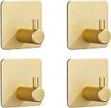 SZWLJ Self Adhesive Hooks 4 Pack Gold Door Wall Kitchen Bathroom view 1