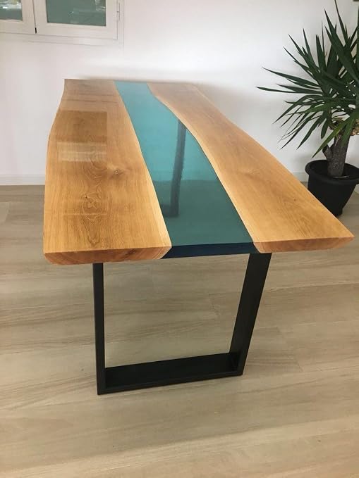 Tavolo Da Pranzo In Legno E Resina Epossidica Atossica Di