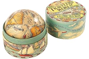 Authentic Models Traveler's World Globe In a Box: Explore the World, 4-Inch Interactive Earth Globe in Matching Keepsake Box, Perfect Shelf Decor
