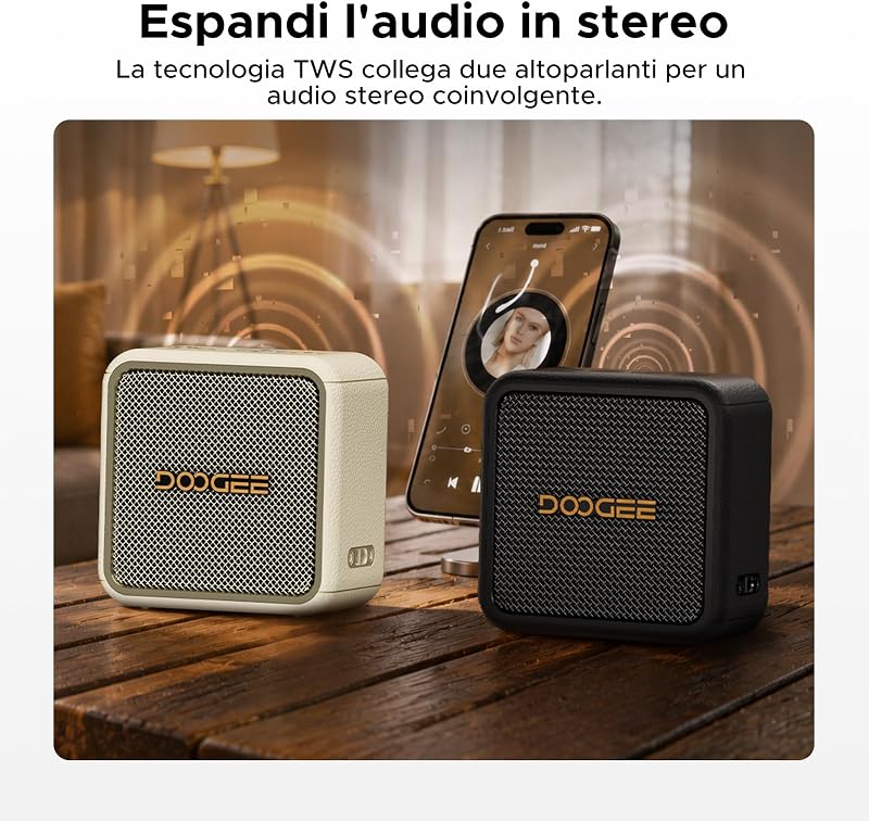 Cassa Portatile 20W Picco,Speaker Wireless IP67 Impermeabile Antipolvere e Antiurto,14 Ore Autonomia,TWS Stereo,Vivavoce,USB TF AUX,Altoparlante Compatto per Casa,Viaggio,Spiaggia e Outdoor