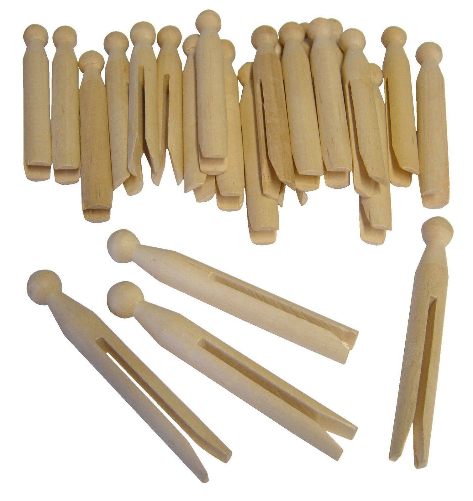 Major Brushes Traditional Wooden Dolly Pegs - Pack of 24
