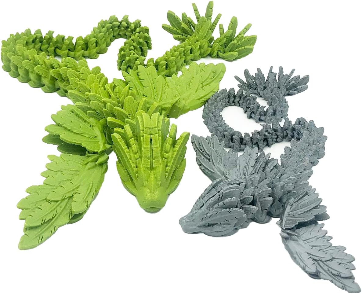 Mixed Media - 3D Printed Articulated Flexi Flying Serpent Dragon Fidget Toy (Small, Green)