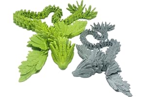 BEAR AND WOLF STUDIO 3D Printed Articulated Flexi Flying Serpent Dragon Fidget Toy (Large, Galaxy Black)