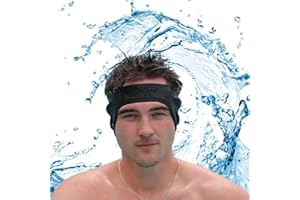 AquaBandz Swimming Headband – Ear Protection for Swimmers, Prevents Water in Ears, Comfortable & Quick-Drying – Standard – Black