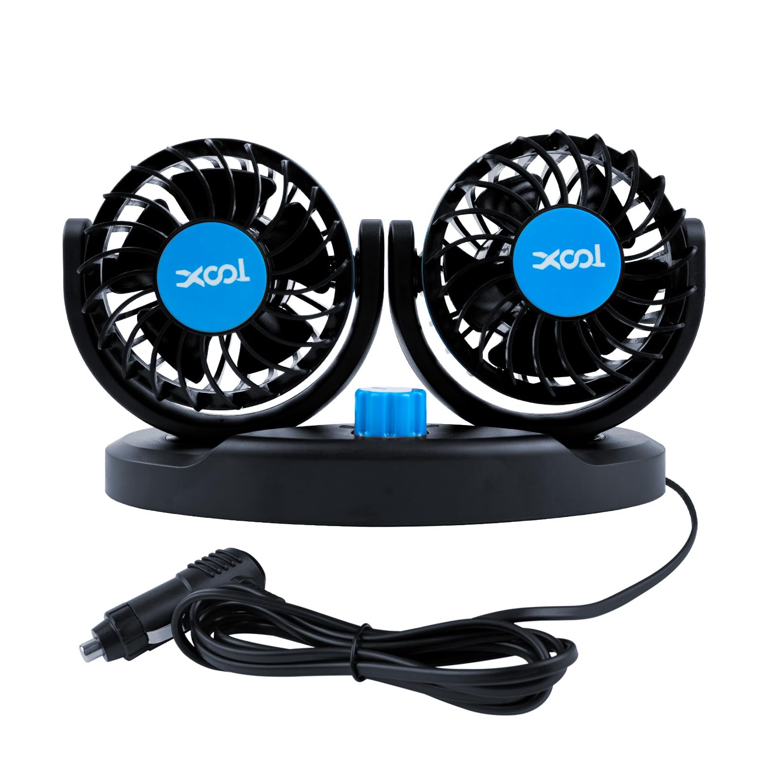 Photo 1 of XOOL 12V Fan Car Fan, Adjustable Dual Head 3.5 Inches for Front Seat Passenger, 360° Rotatable Electric Car Cooling Fans with 2 Speed Regulation for SUV, RV, Vehicles