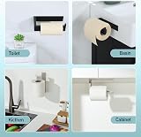 SAYAYO Black Self-Adhesive Toilet Roll Holder SUS304 Stainless Steel Wall view 4