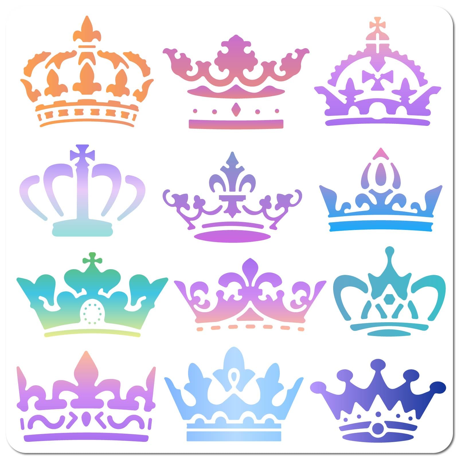 GORGECRAFT Crown Stencil King Queen Princess Crown Royalty Template Reusable Plastic Drawing Stencils for Painting on Wood Wall Canvas Fabric Scrapbooking Album Paper Card Art DIY Crafts 30x30cm