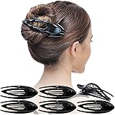 RC ROCHE 6 Pcs Flat Hair Clips Big Claw for Thick Hair French Duckbill Women No Slip Side Slide Curved Alligator Concord Strong Grip Hold Volume Lay Down Clamp, Large Black