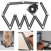 Multi Angle Measuring Ruler,12-Sided Angle Measurement,Tile Holes Measure Ruler with 3-Holes Positioning Apertures,Upgrade Multi Angle Ruler/Metal/Black