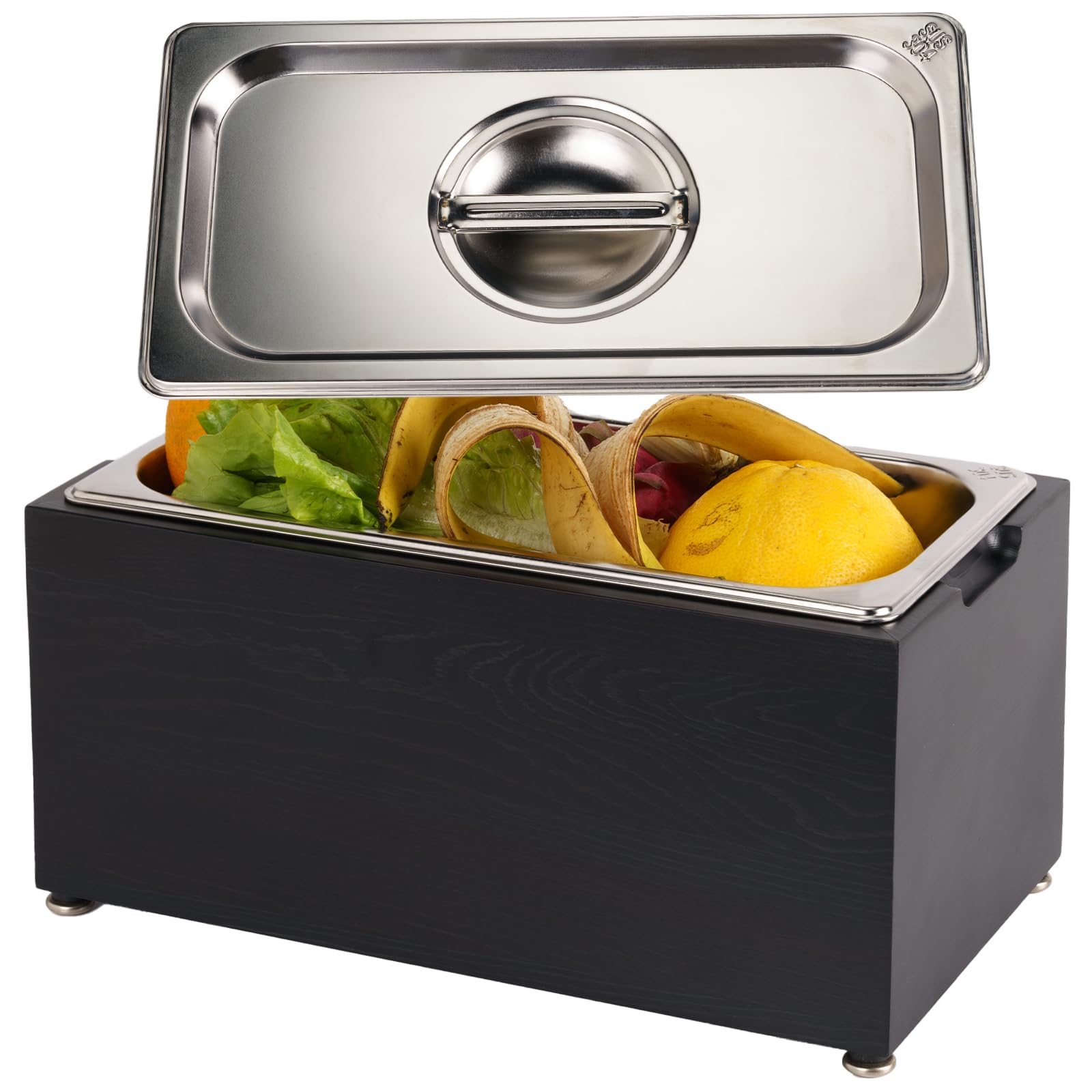 Photo 1 of Art Secret 1.6 Gal Kitchen Countertop Compost Bin, Smell Proof Insert with Pine Wood Box (Gray)