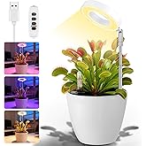 Churika Venus Flytrap Desktop Pot with LED Grow Light — Planter Pot with Air Vent for Indoor Succulents, Moss & Butterwort Plants, Unique Home & Office Desk Decor Gift