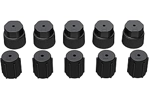 BASIKER 10Pcs R134a AC Valve Caps Kit 13mm & 16mm Air Conditioning System A C Charging Port Caps for Most Common Cars