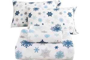 Softan Plush Micro Fleece Queen Bed Sheet Set, 4 Piece Polar Fleece Velvet Sheets with 15" Deep Pocket Fitted Sheet, Flat She