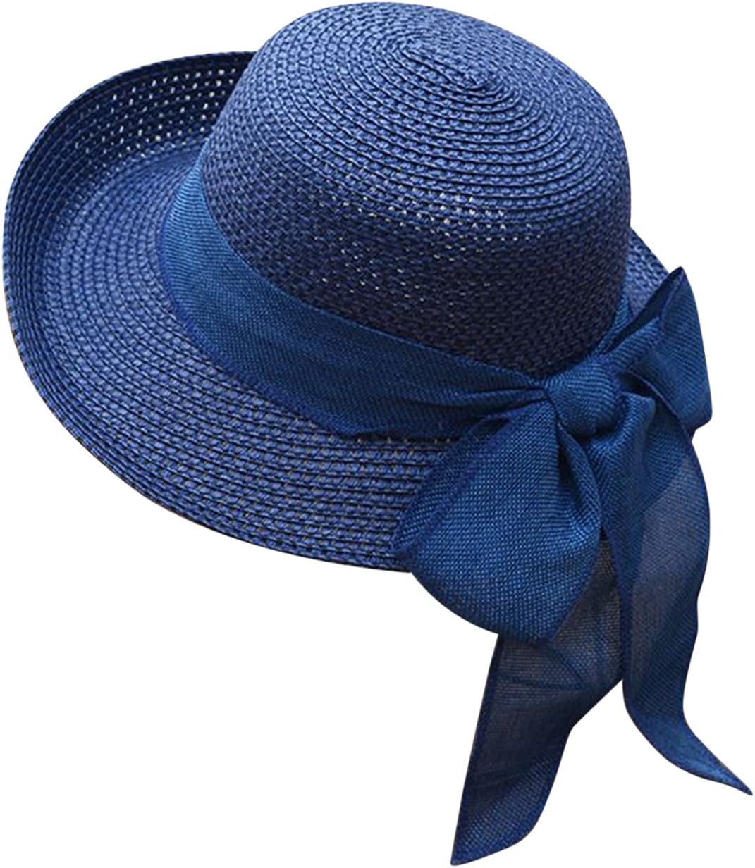 Summer Beach Sun Hats for Women Floppy Wide Brim Straw UV Cap Foldable Holiday Travel