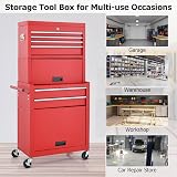 TANGZON Lockable Rolling Tool Cabinet with Middle Compartment Red view 7
