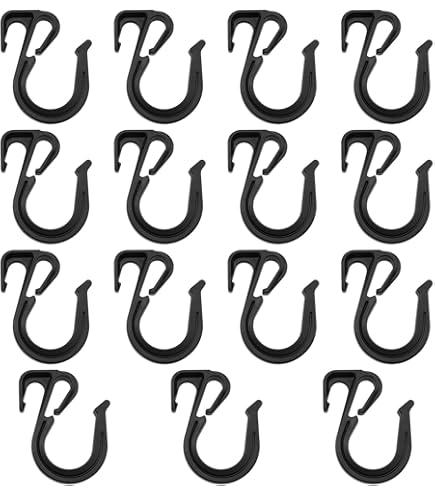 JCBIZ 12PCS Plastic Elastic Rope Hook Black Color Bungee Cord Hooks For Bungee Net, Cargo Net, Truck Net, Garage And General Outdoor Equipment - View #9
