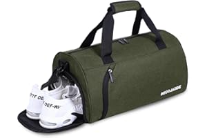 BECOJADDE Gym Bag for Men Women with Shoe and Wet Compartment, 25L Sports Duffle Bags for Travel Swimming Fitness and Workout with Shoulder Strap, Green