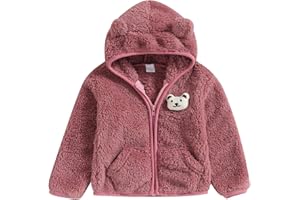 Meiweileya Baby Girl Boy Fleece Zip Up Hoodie Bear Ears Fuzzy Jacket Hooded Teddy Coat Winter Shacket Warm Outwear Cardigan