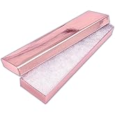 TheDisplayGuys - 25-Pack #82 Cotton Filled Cardboard Paper Jewelry Boxes Gift Case - Metallic Rose Gold (8.0" x 2.0" x 1.0") - for Shipping or Storage