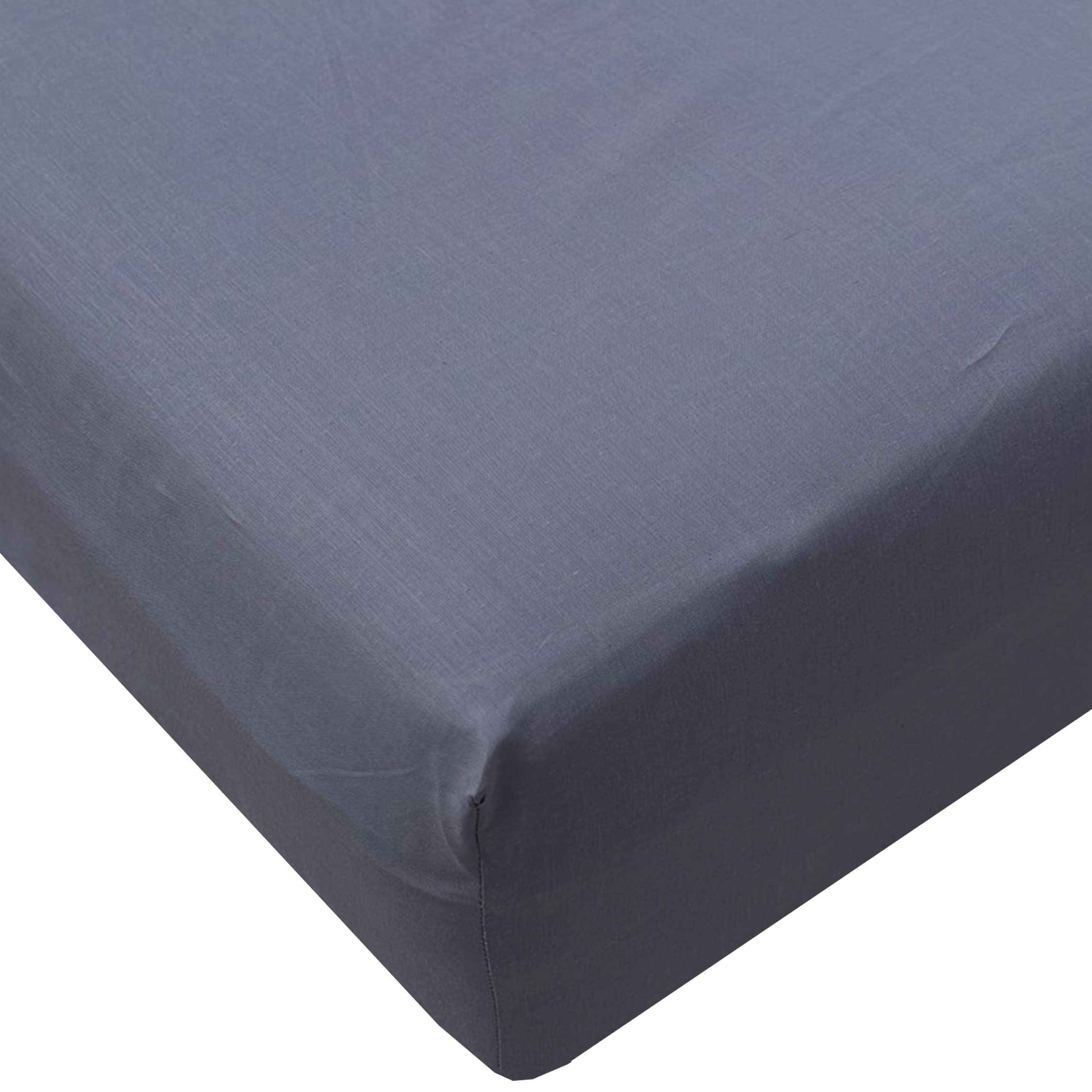 HOMELY IDEAS 180TC Fitted Sheet 25CM/10 Inches Deep with Elasticated Corners, Rich Cotton & Breathable Fitted Bed Sheets (GREY, 4FT / SMALL DOUBLE)