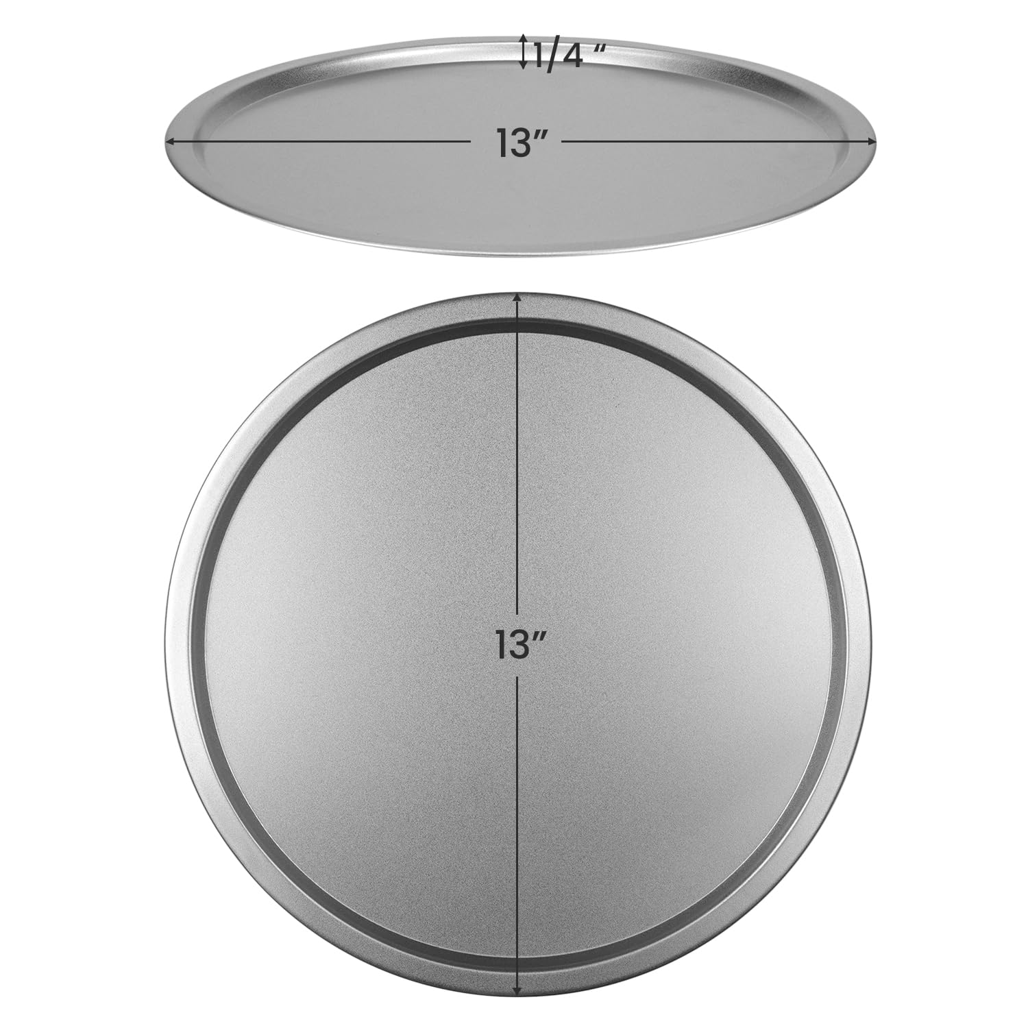 DecorRack 13 Inch Alloy Steel Pizza Pan, Non-Stick Coating, Serving Tray, Round Baking Tray for Oven Use (2 Pack)