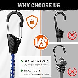 HORUSDY 10-Piece Heavy Duty Bungee Cords with Metal