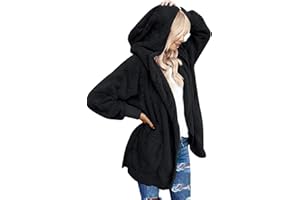 LookbookStore Womens Cardigan 2025 Winter Oversized Open Front Fleece Hooded Draped Pockets Jacket Coats