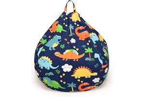YuppieLife Kids Storage Bean Bag Cover（No Filling）Toy Organizer|Carrying Handle Sofa|Available for Kids and Teenager|Cuddle Chair|Machine Washable and Durable（38“,Dinosaur）