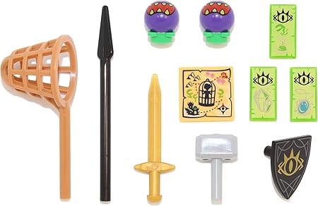 Amazon Lego エルフ アクセサリーパック バタフライネット 武器 マップ お守り 盾 悪の植物 ブロック おもちゃ