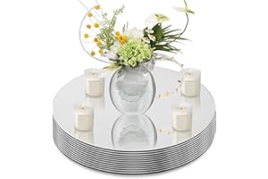 Cheardia 12 Pack Round Mirror Candle Plate Set - 12 Inch Mirror Centerpieces for Tables Circle Glass Mirror Trays 1.7mm Thick Mirror Tiles for Wedding Decorations, Party, Wall Decor