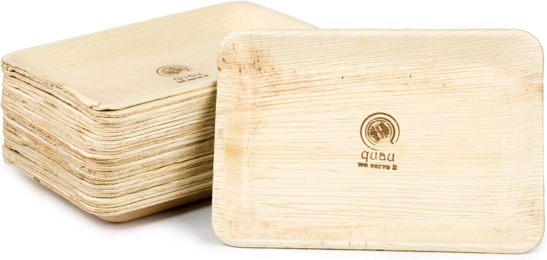 Quau 25 Compostable Biodegradable Disposable Plate Made from palm leaf, Square, 23CMX16 CM – Palm Leaf Plate