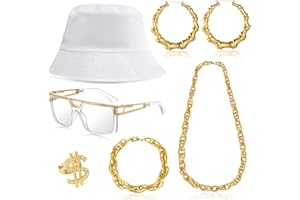 GIFIKOI 80s 90s Accessories Outfit for Woman Men Hip Hop Costume Kit Old School Rapper Jewelry