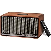 Edifier S300 Hi-Fi Tabletop Speaker, Hi-Res Audio LDAC for Wireless Multi-Room & Stereo Pairing, 80W Power Works with AirPlay 2 Bluetooth 5.4 USB-C AUX Inputs, Retro Design with Remote - Brown