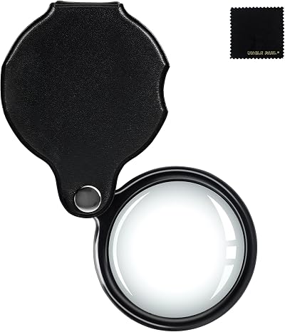 Uncle Paul 20X Pocket Magnifier Black Mini Folding Loupe 50mm Lens OS18