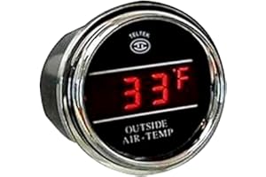 Teltek USA Auto Thermometer Gauge for Kenworth 2005 or Previous - Bezel: Chrome - LED Color: Red