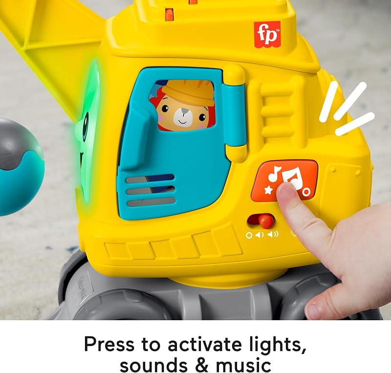 Gru Impila e Costruisci, Set educativo di Costruzioni con Palla, Blocchi, luci e Musica per Un Divertimento sensoriale, 9+ Mesi, Edizione: Inglese, UK; Francese; Tedesco, HXF48