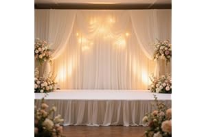 EFAVORMART.COM Efavormart Portable Stage Skirting Polyester Shirred Pleat Stage Cover for Wedding Platform White - 36" x20ft