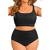 Tempt Me Plus Size Two Piece Swimsuit - Ribbed High Waisted Bikini Sets for Women Tummy Control Bathing Suits 2025 Swimwear