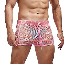 FIROTTII Mens Mesh Sexy Boxers Shorts See Through