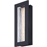 Canarm Kingsly LED Sconce, Black Finish Wall Mount with Texture Glass, 14W Integrated Outdoor Lighting, Modern Weather Resist