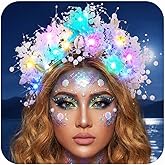 BARTOSI Light Up Mermaid Crown LED Starfish Headband Pearl Mermaid Costume Hair Accessories for Women