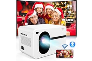Projector with WiFi and Bluetooth, Wielio Native 1080P 12000L Outdoor Portable Mini Video Movie Projector, Proyector Compatible with iOS/Android/TV Stick/HDMI/USB/AV for Home Theater