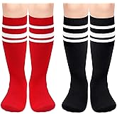 Olreco Toddler Soccer Socks Boys Girls Soccer Socks Kids Knee High Socks for Toddler Girls Toddler Tube Socks with Stripes