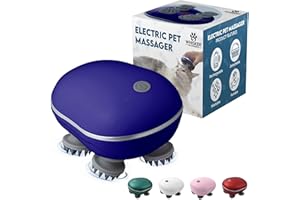WHISKER WONDERS Scalp Massager Pet-Friendly Silicone Massage Brush - Soothing Head, Scalp and Body Scrubber for Pets - Cat Face Electric Sratchers - Gentle Grooming Tool for Ultimate Relaxation (Blue)