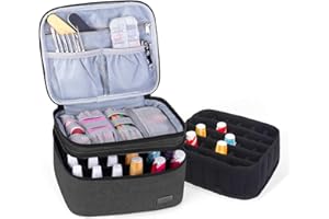LUXJA Nail Polish Carrying Case - Holds 20 Bottles (15ml - 0.5 fl.oz), Portable Organizer Bag for Nail Polish and Manicure Set, Black