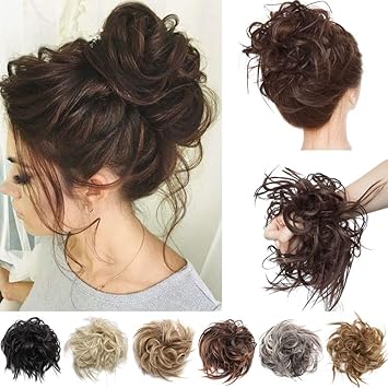 Amazon Com Fluffy Tousled Updo Hair Bun Synthetic Scrunchie