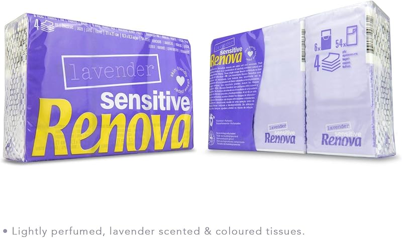 Pañuelos de Bolsillo Sensitive, 4 Capas, 6 Paquetes, Lavanda