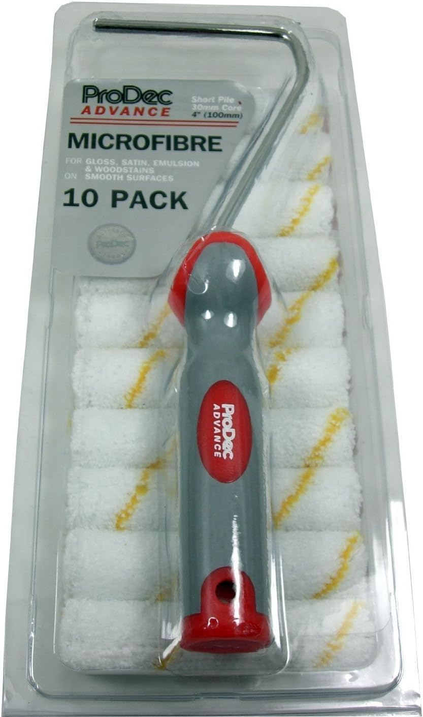 ProDec Advance 11 Piece 4 inch Short Pile Microfibre Mini Paint Rollers & Frame for a Smooth Finish with Emulsion Gloss - Image 4